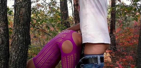  Outdoor Sex. Photographer licks pussy and fucks nude model in the forest